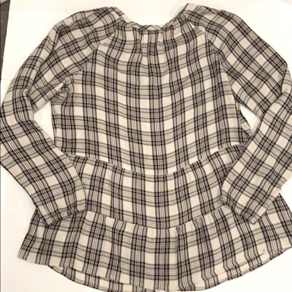 J Jill Plaid Ruffles button front top. Oversized. - Picture 2 of 9